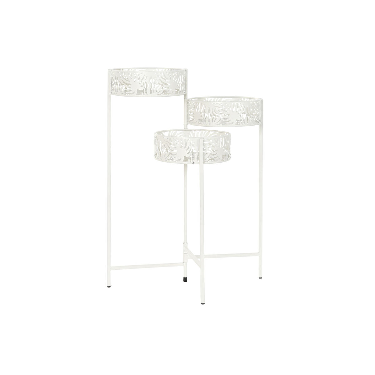 Macetero DKD Home Decor Metal Blanco Tropical Hoja de planta (50 x 25,5 x 69 cm)