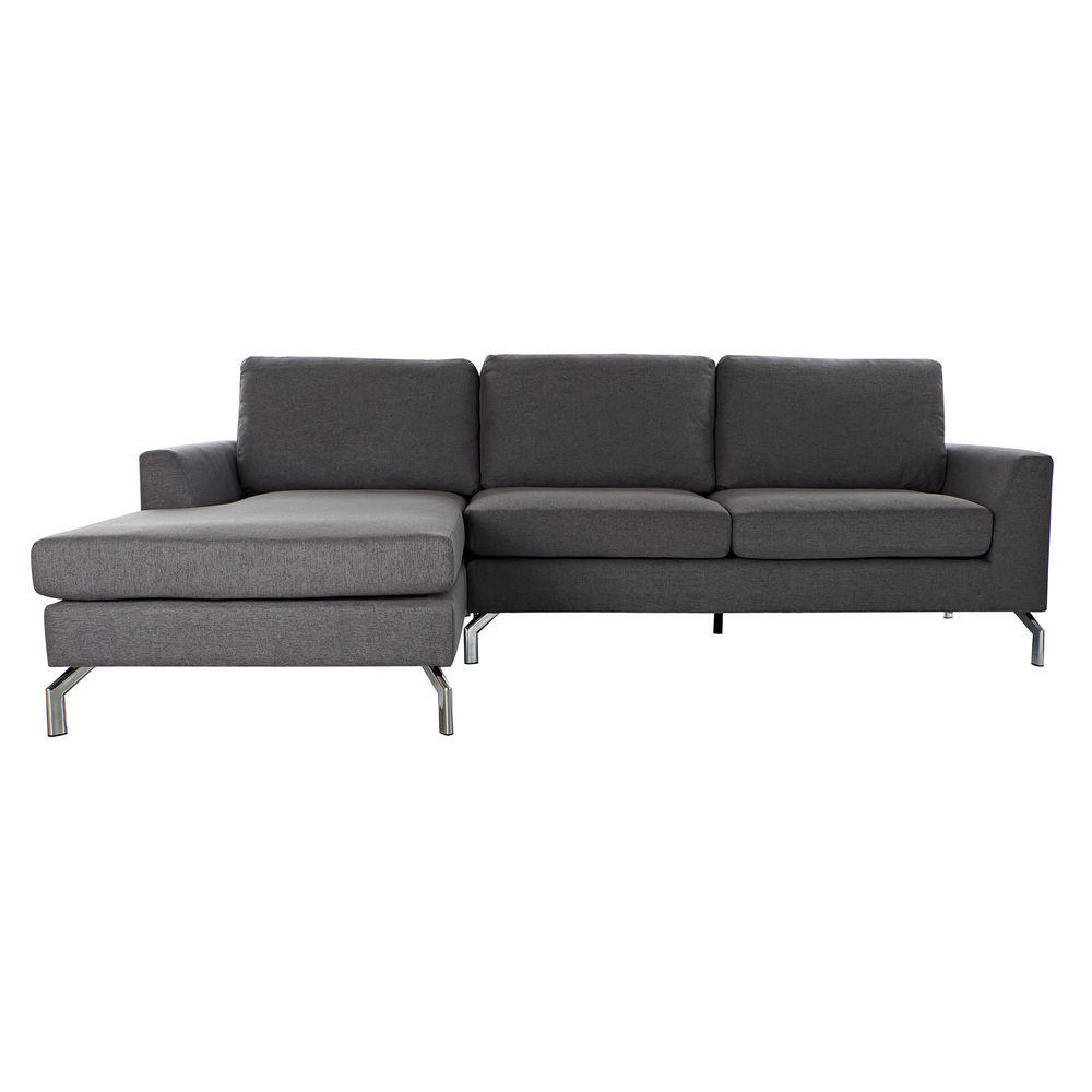 Chaise Longue Sofa DKD Home Decor Cotton Metal Dark Grey (250 x 157 x 83 cm)