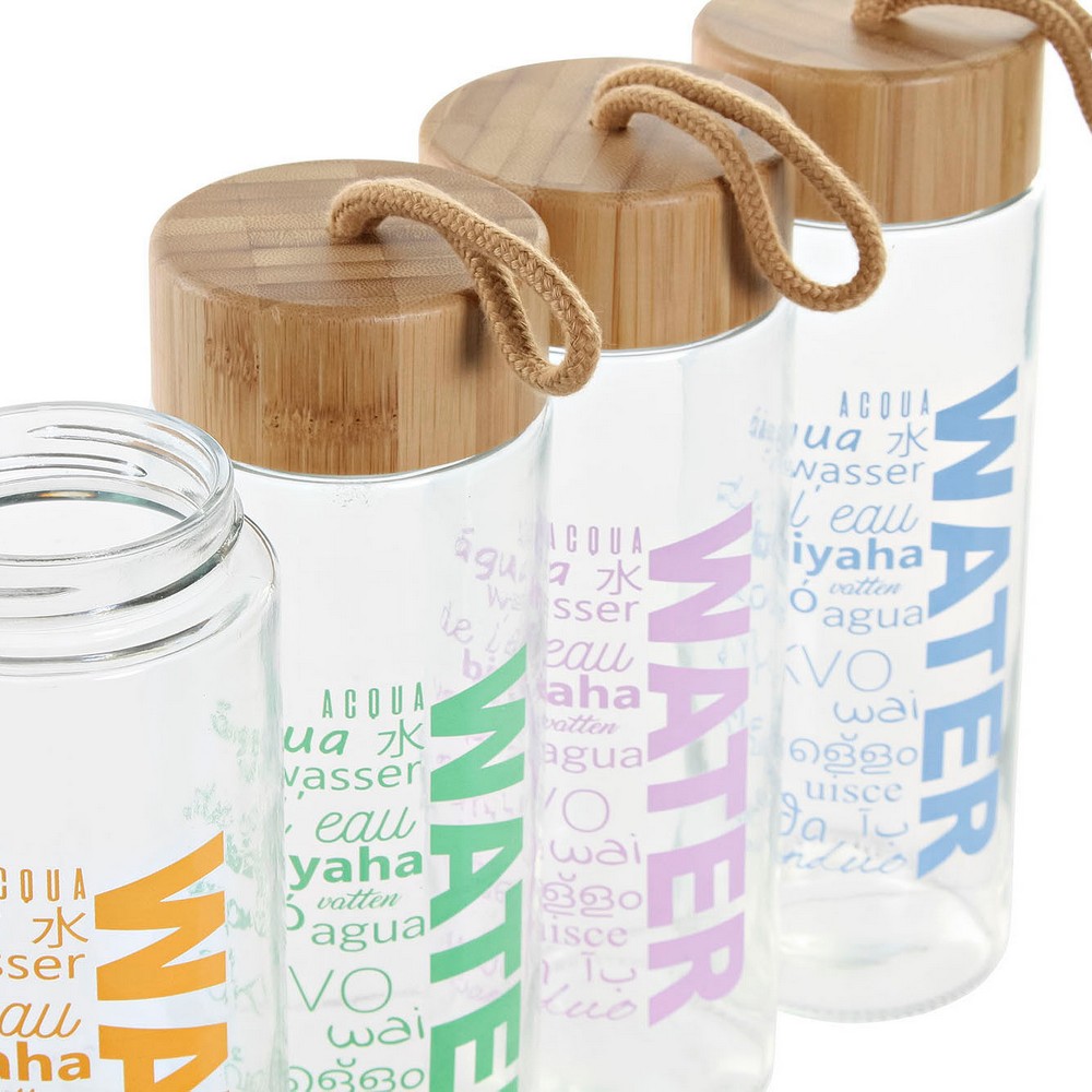 Glass Bottle DKD Home Decor Water Bamboo (4 pcs) (580 ml)