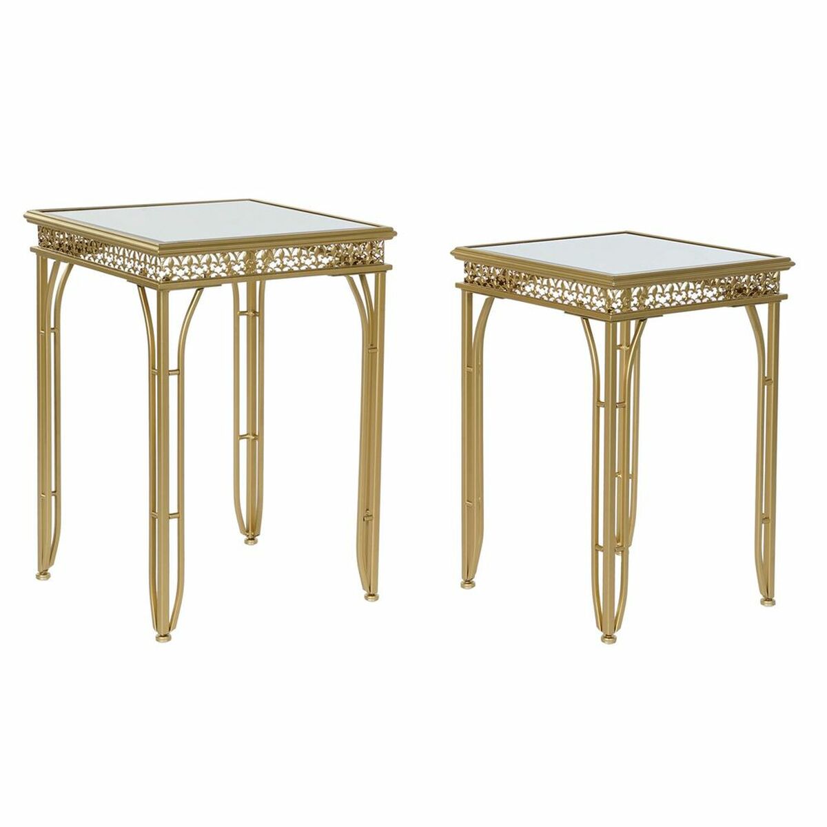 Table d'appoint DKD Home Decor Métal Miroir (2 pcs) (40 x 40 x 56 cm) (35 x 35 x 51 cm)