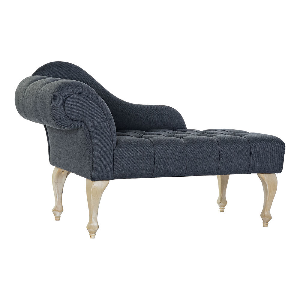 Chaise Longue Sofa DKD Home Decor Blue Polyester Rubber wood (119 x 55 x 77 cm)