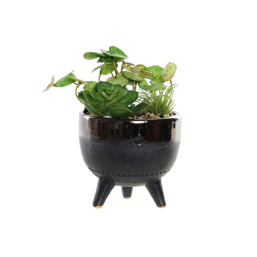 Decorative Plant DKD Home Decor Green Grey PVC Stoneware (12 x 12 x 18 cm)