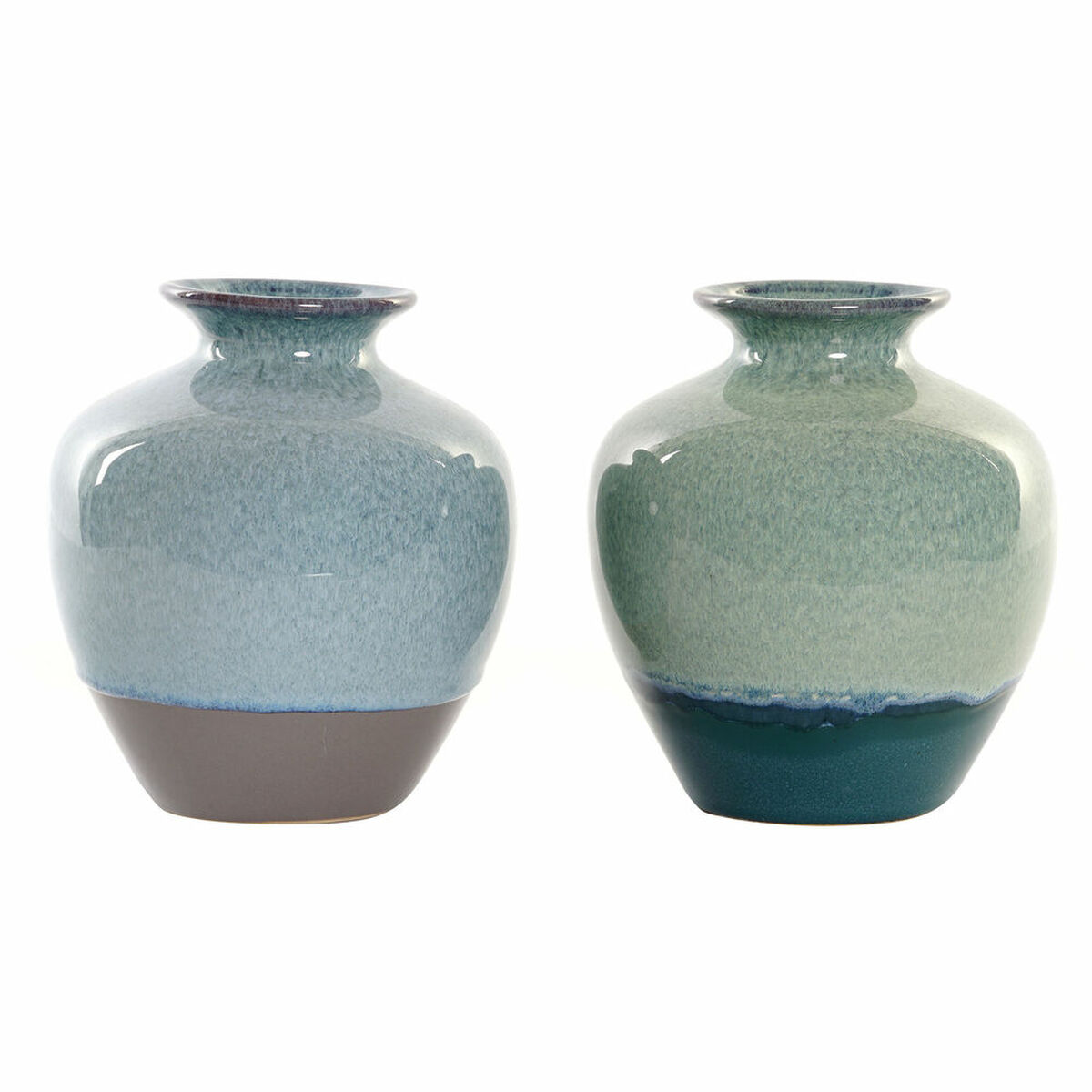 Vase DKD Home Decor Porcelaine Bleu Vert 16 x 16 x 18 cm (2 Unités)