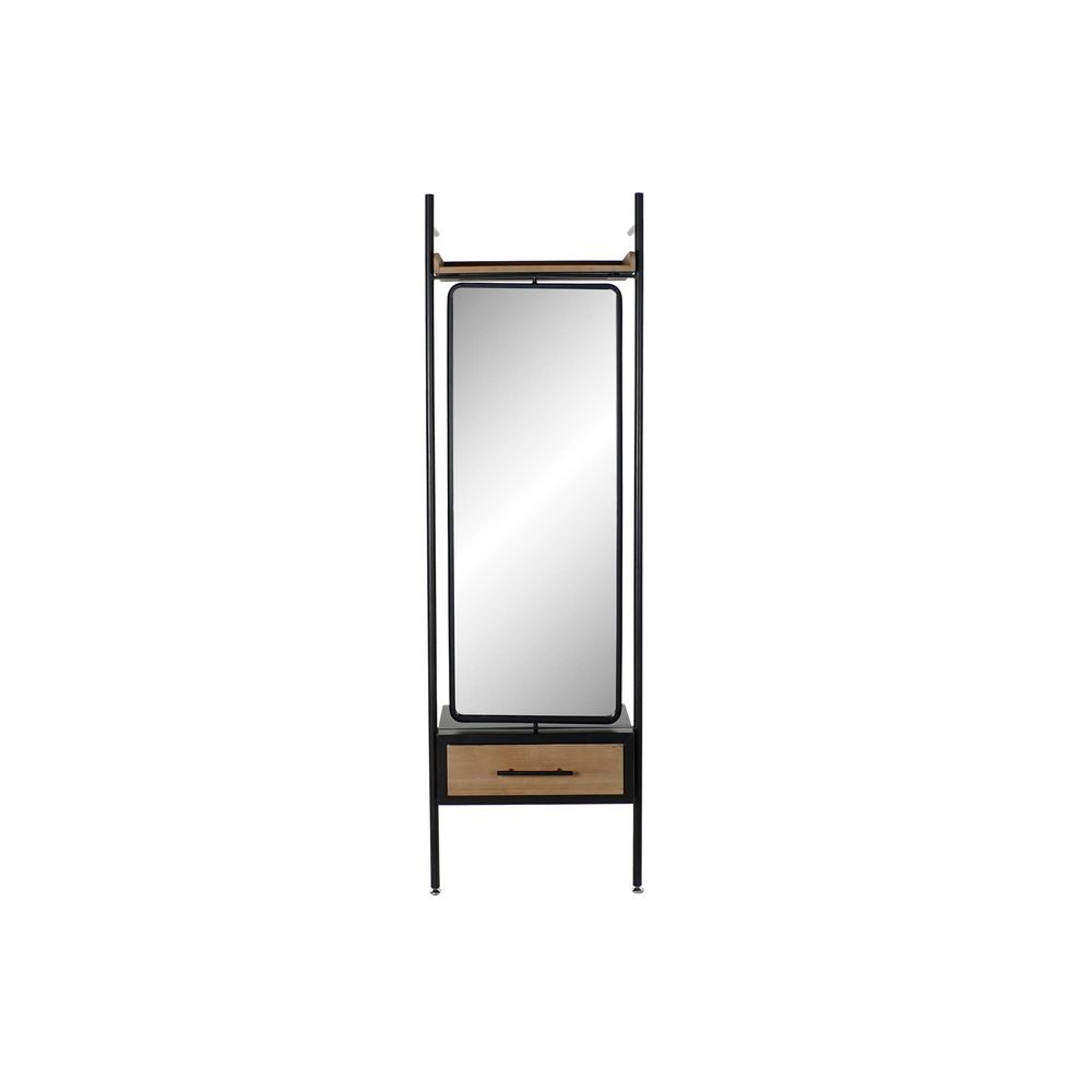 Free standing mirror DKD Home Decor Black Wood Metal Crystal (58 x 30 x 191 cm)