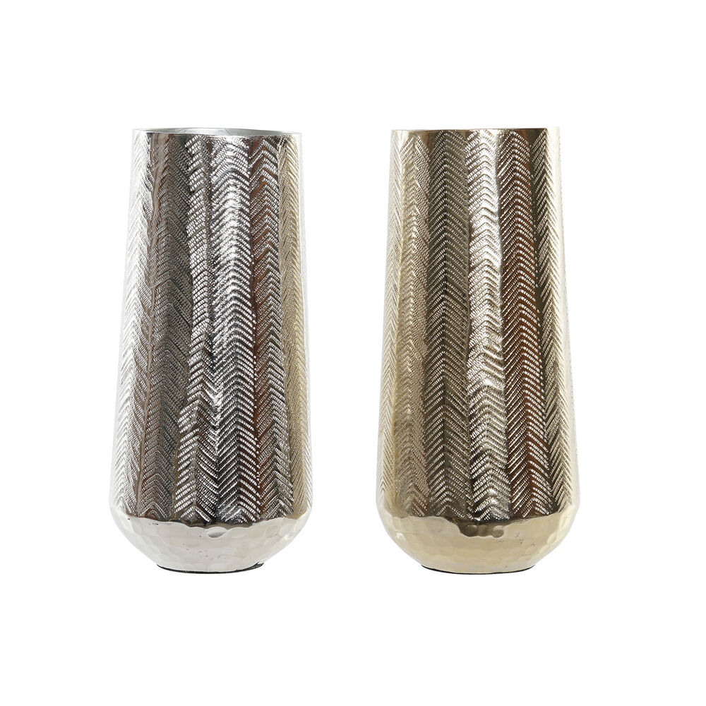 Vase DKD Home Decor Aluminium Moderne Sølv (2 pcs) (11 x 11 x 23.5 cm)