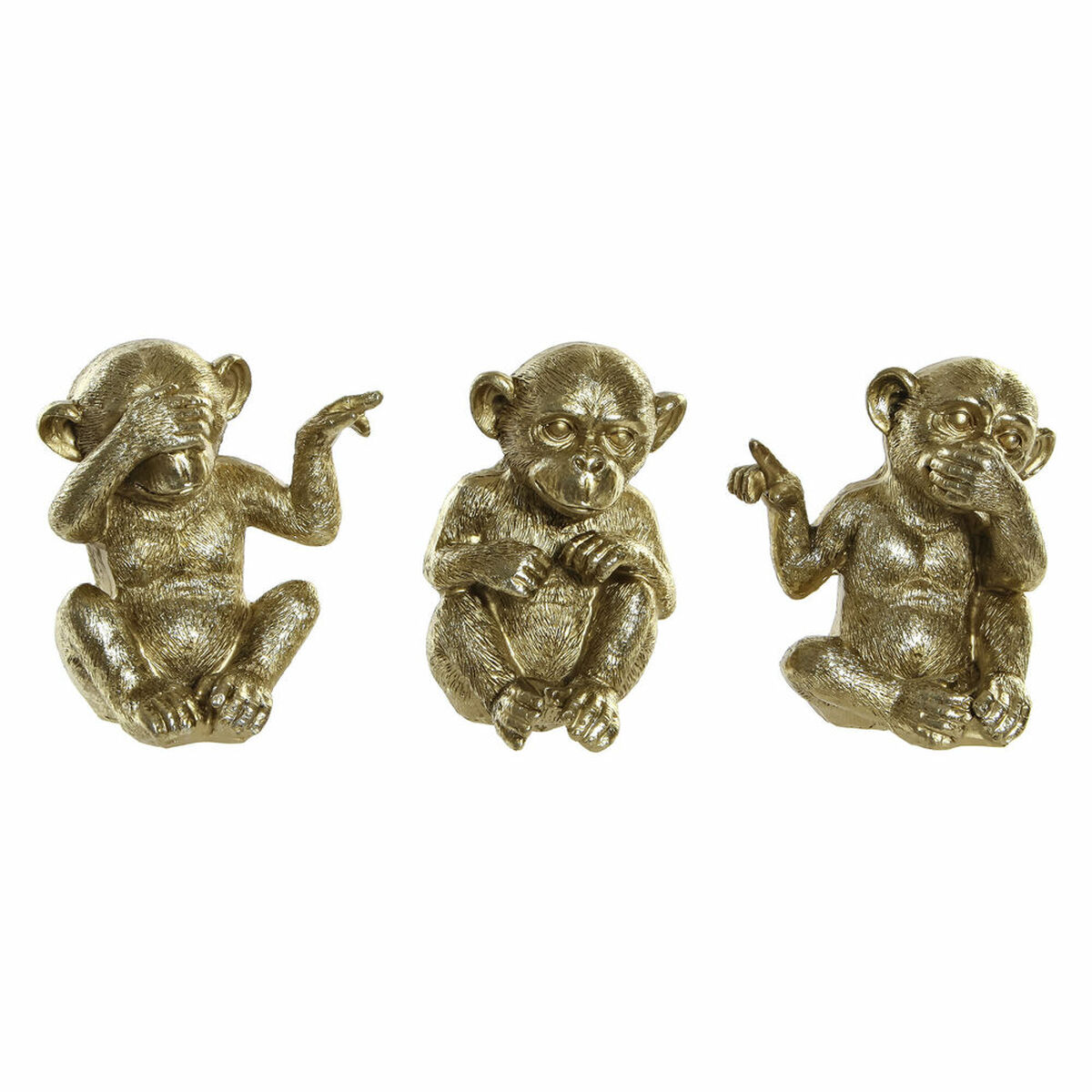 Figurine Décorative DKD Home Decor Singe Résine (3 pcs) (11 x 9 x 13 cm)