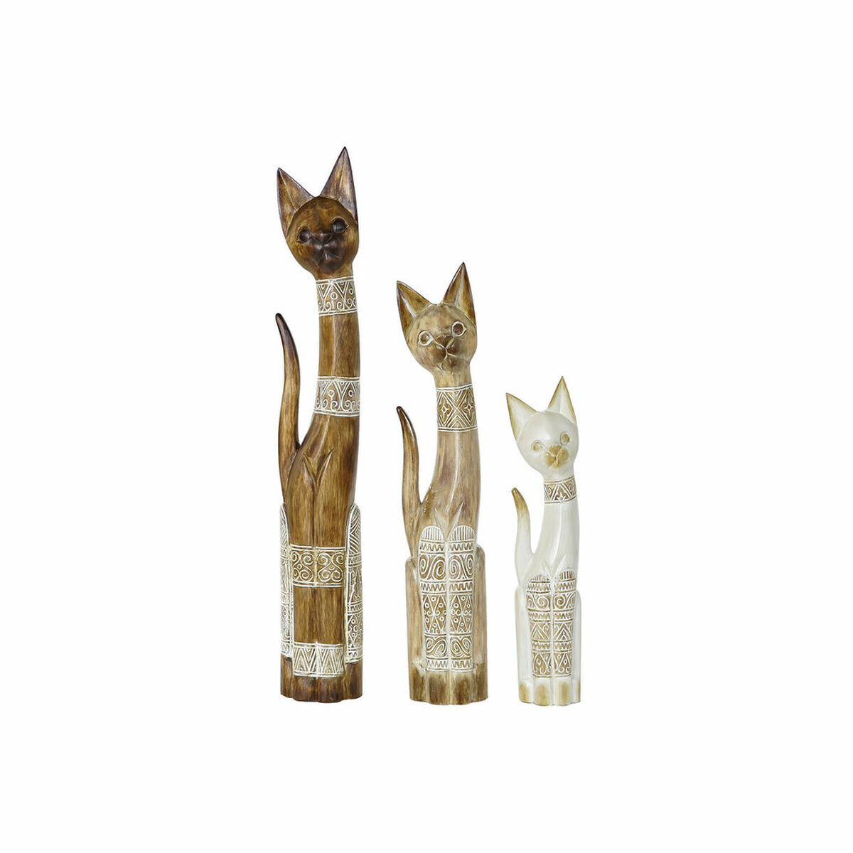 Dekorativ figur DKD Home Decor 8424001848201 16 x 7,5 x 100 cm 15,5 x 7 x 99,5 cm Natur Beige Hvid 80 cm Katte