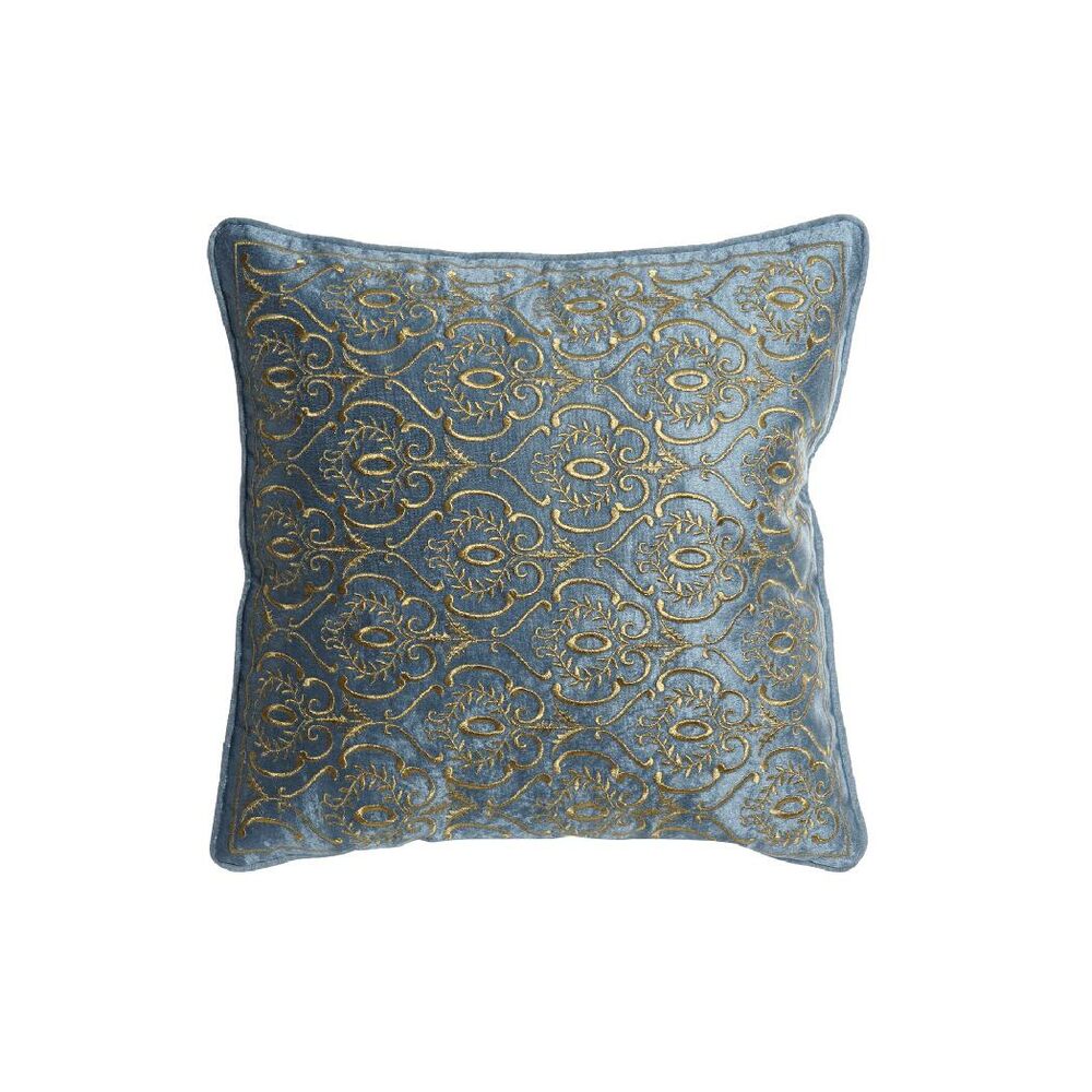 Cushion DKD Home Decor Blue Polyester Velvet Golden (45 x 10 x 45 cm)