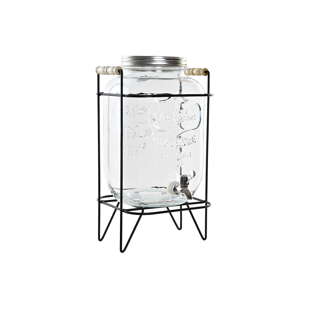 Water Dispenser DKD Home Decor Black Silver Transparent Silicone Crystal Iron ABS Natural (23 x 26 x 42 cm)
