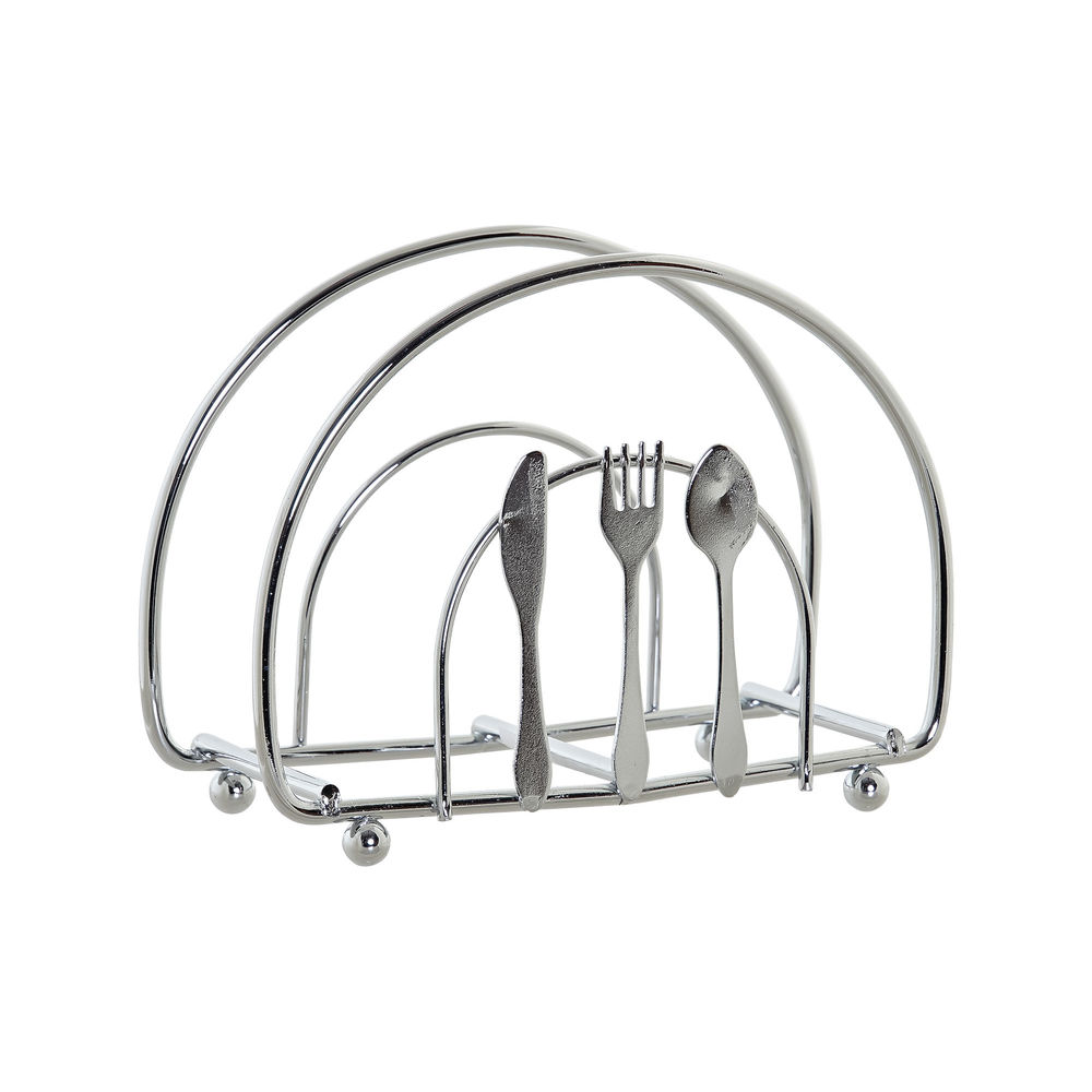 Napkin holder DKD Home Decor Pieces of Cutlery Silver Metal