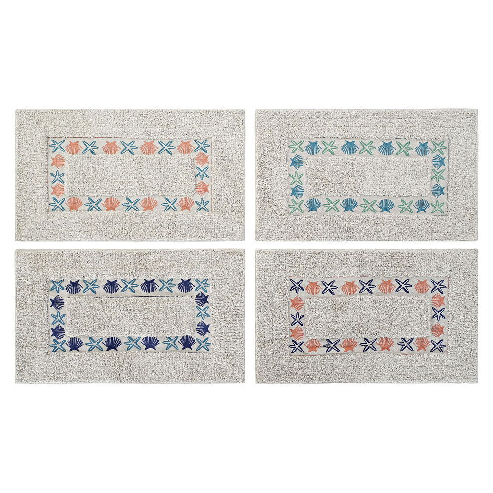 Carpet DKD Home Decor Blue Orange Cotton (4 pcs) (70 x 40 x 1 cm)