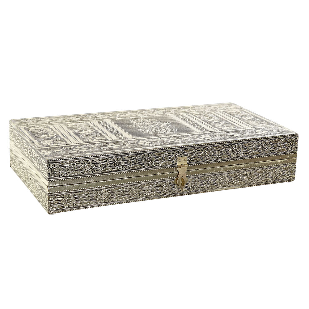 Boîte à bijoux DKD Home Decor Bois Aluminium Arabe Fleur (1 pcs) (38 x 20 x 7.5 cm)