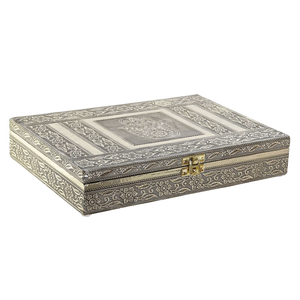 Boîte à bijoux DKD Home Decor Bois Aluminium Arabe (1 pcs) (27.5 x 20 x 5.4 cm)