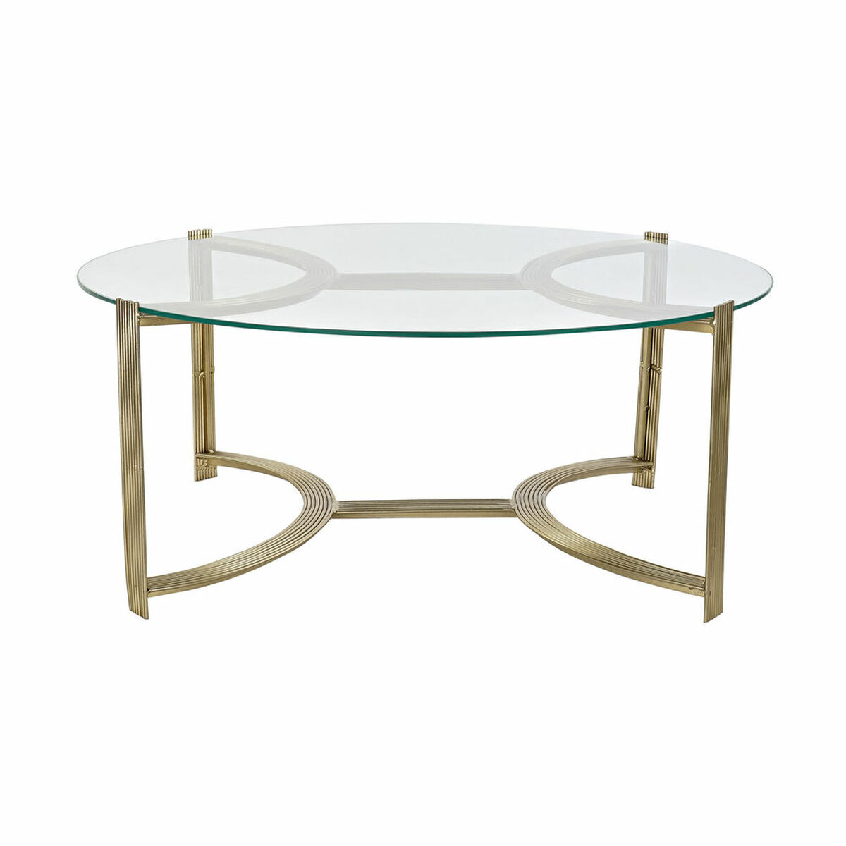 Table d'appoint DKD Home Decor 81 x 81 x 34 cm Verre Doré Acier Aluminium