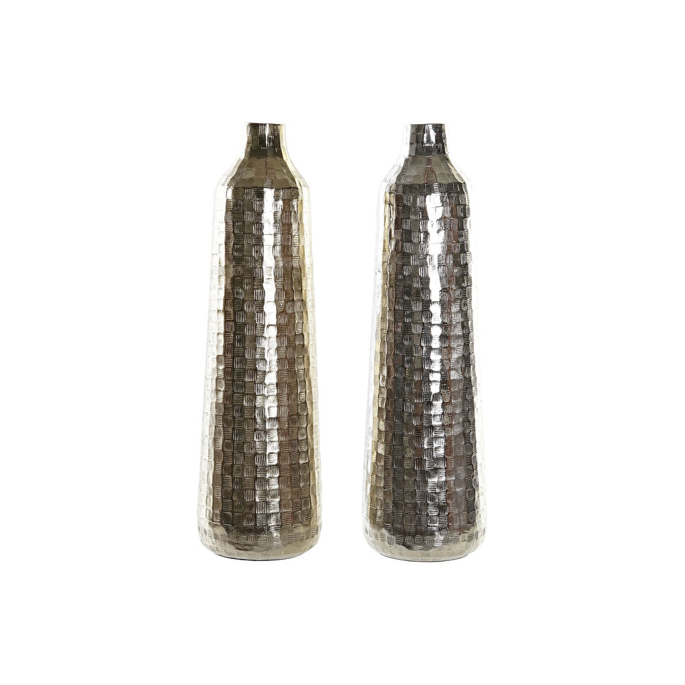 Vase DKD Home Decor Aluminium Modern Silver (2 pcs) (15 x 15 x 51 cm)