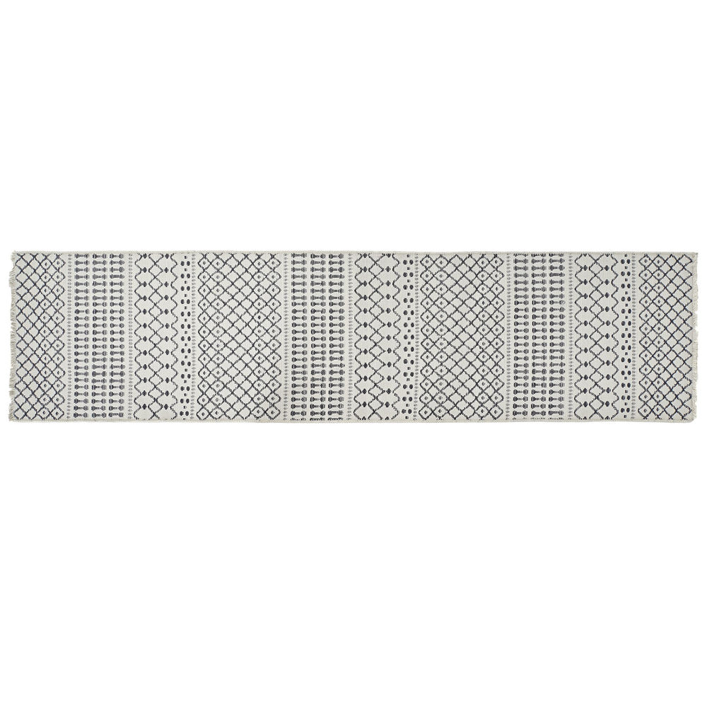 Tapijt DKD Home Decor Wit Polyester Katoen Donker Grijs (60 x 240 x 1 cm)