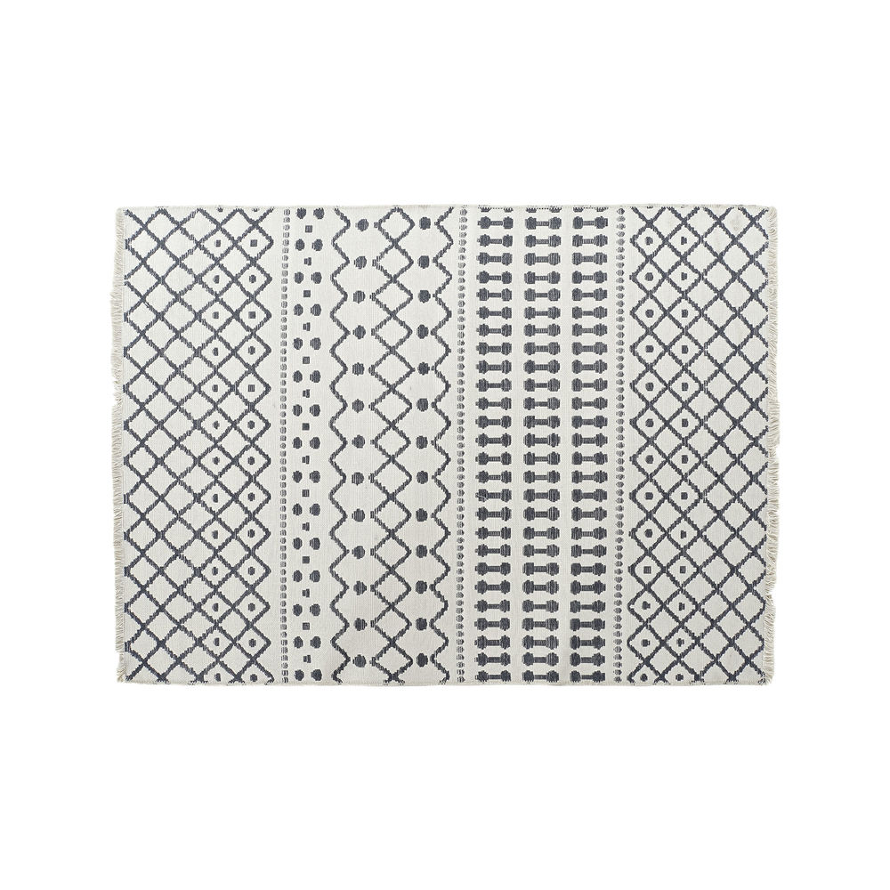 Carpet DKD Home Decor White Polyester Cotton Dark Grey (120 x 180 x 1 cm)