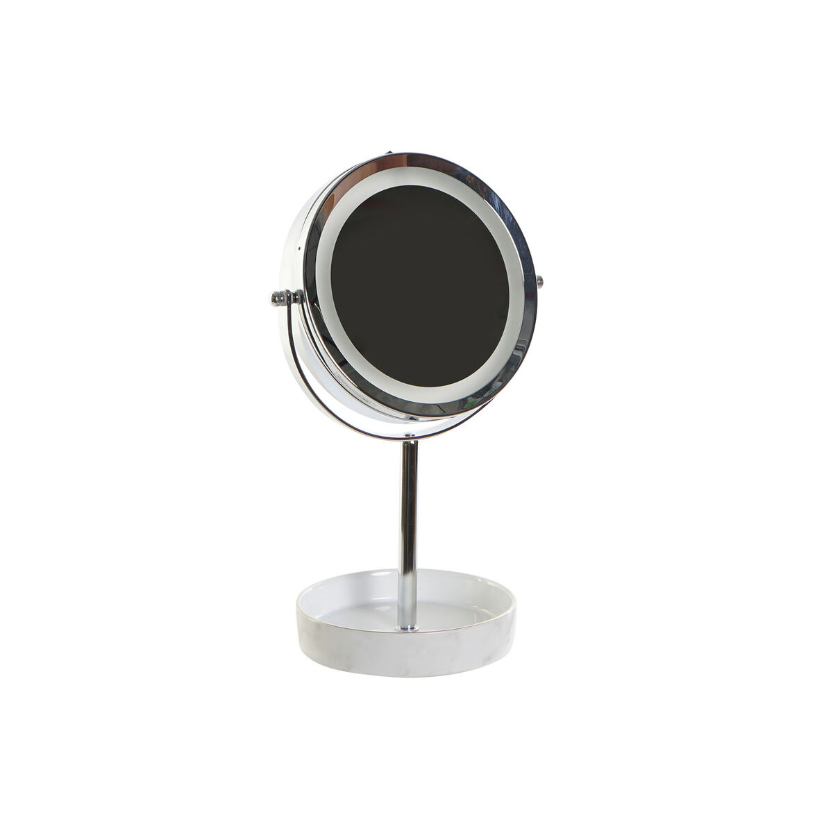 Makeup-Spejl med LED DKD Home Decor 14,5 x 14,5 x 33 cm Keramik Hvid Metallic