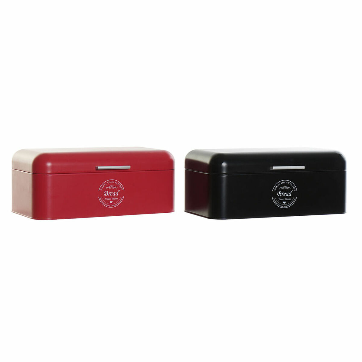 Coș pentru pâine DKD Home Decor 42,5 x 24 x 17 cm Roșu Negru Metal Vintage (2 Unități)