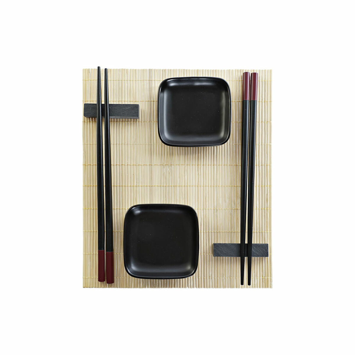 Set de sushi DKD Home Decor 27,8 x 17,8 x 3 cm Naturel Noir Grès Oriental (27,8 x 17,8 x 3 cm)