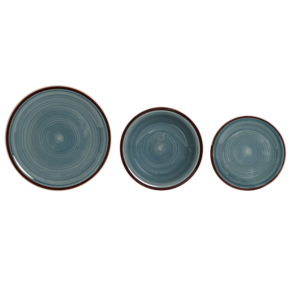 Tableware DKD Home Decor Stoneware (26,5 x 26,5 x 3 cm) (21 x 21 x 5,5 cm) (26.5 x 26.5 x 3 cm) (19 x 19 x 3 cm) (18 pcs)