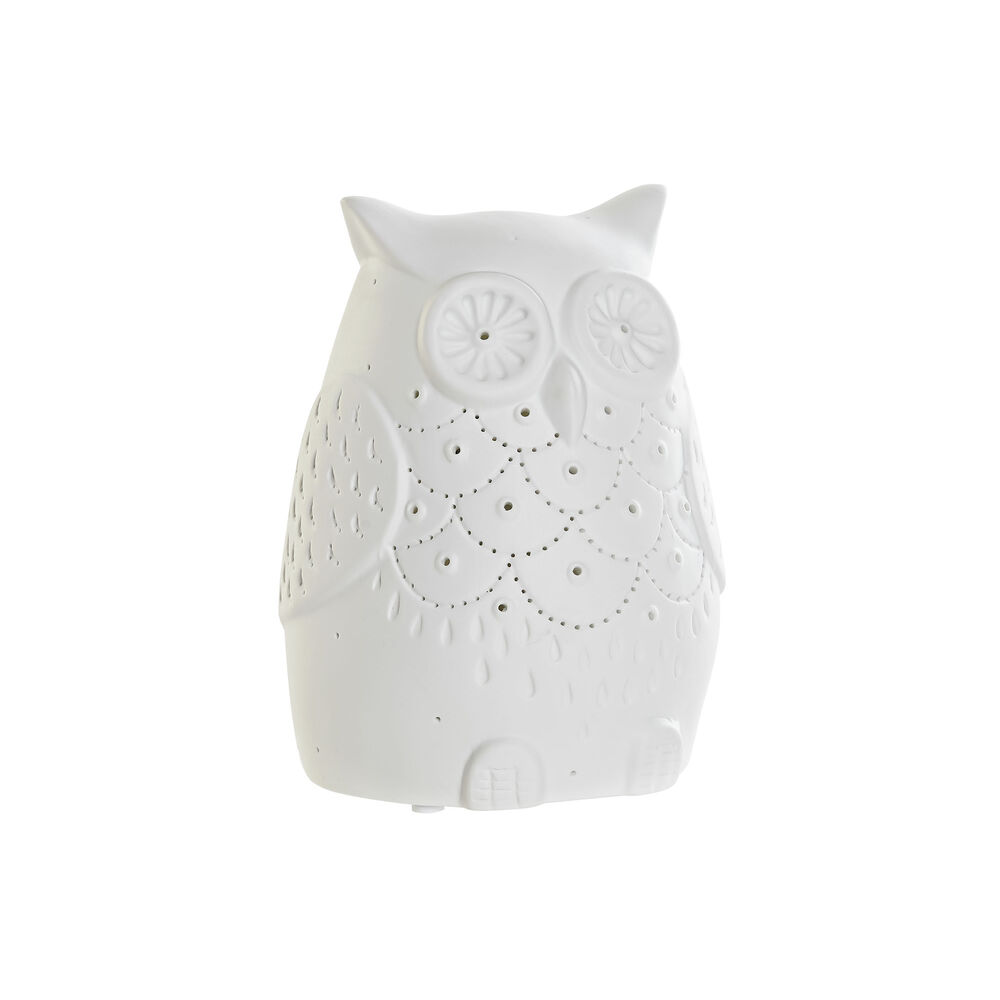 Desk lamp DKD Home Decor White Porcelain 25W 220 V LED Owl (14 x 13 x 19 cm)