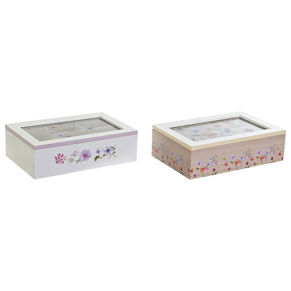 Box for Infusions DKD Home Decor Crystal MDF Wood (23 x 15 x 7 cm) (2 pcs)