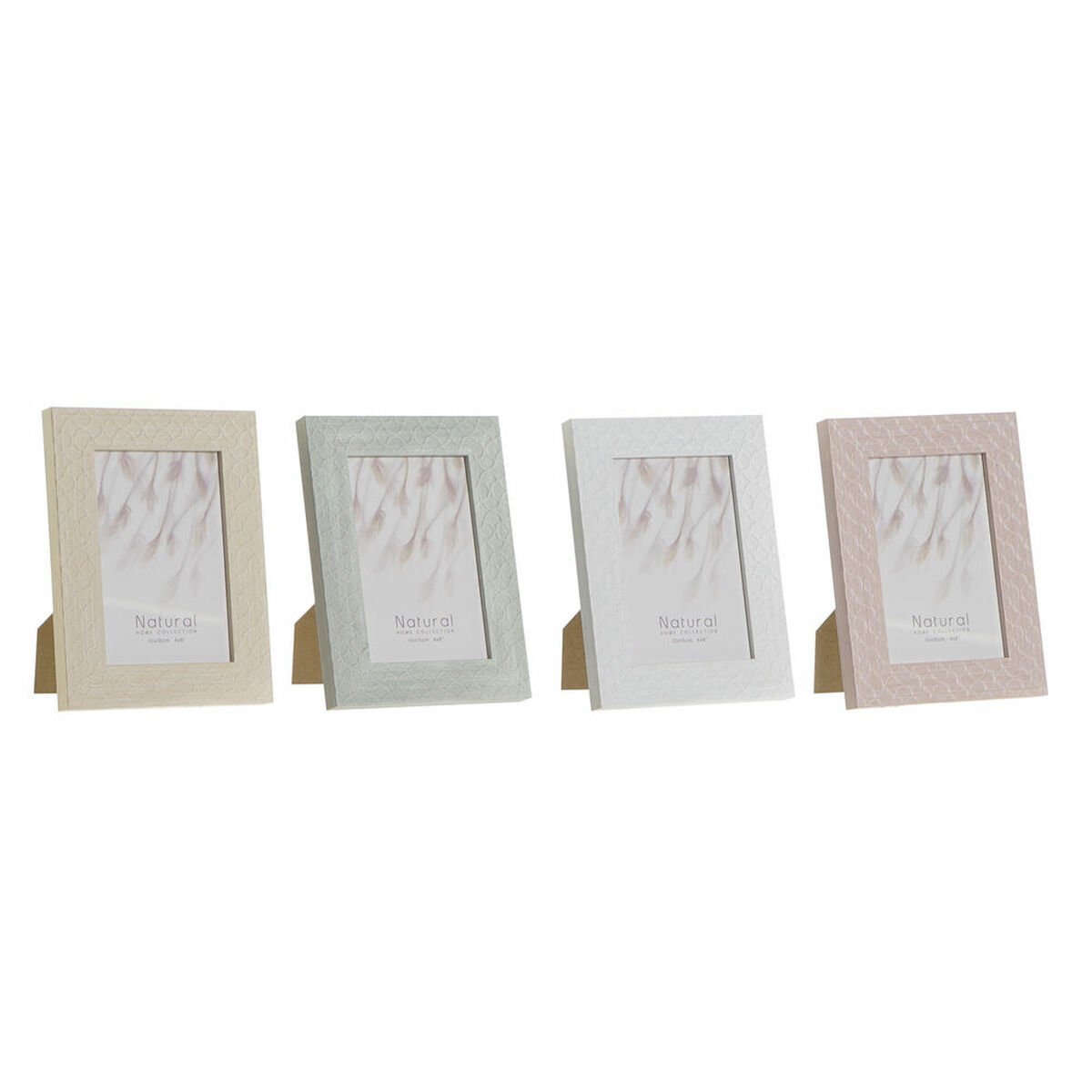 Cadre photo DKD Home Decor Urban Verre Beige Rose Blanc Vert PS (14,5 x 2 x 19,5 cm) (4 Unités)