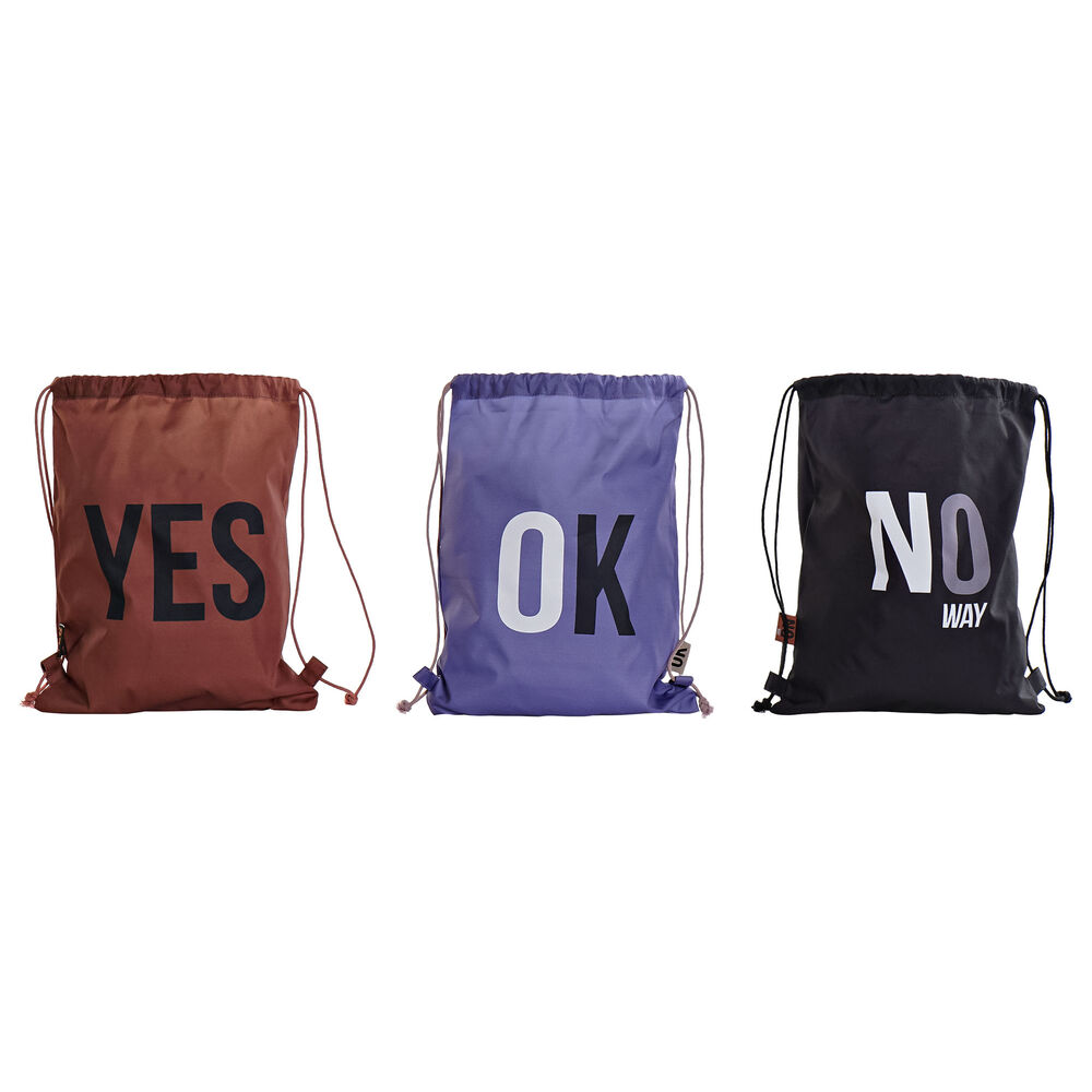 Backpack with Strings DKD Home Decor Black Blue Brown Polyester Nylon (3 pcs)