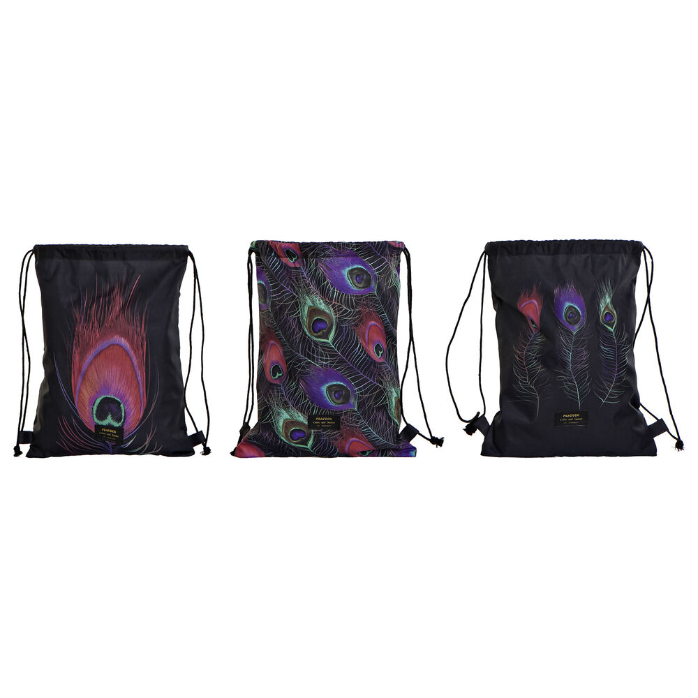 Backpack with Strings DKD Home Decor Black Polyester Nylon (3 pcs)