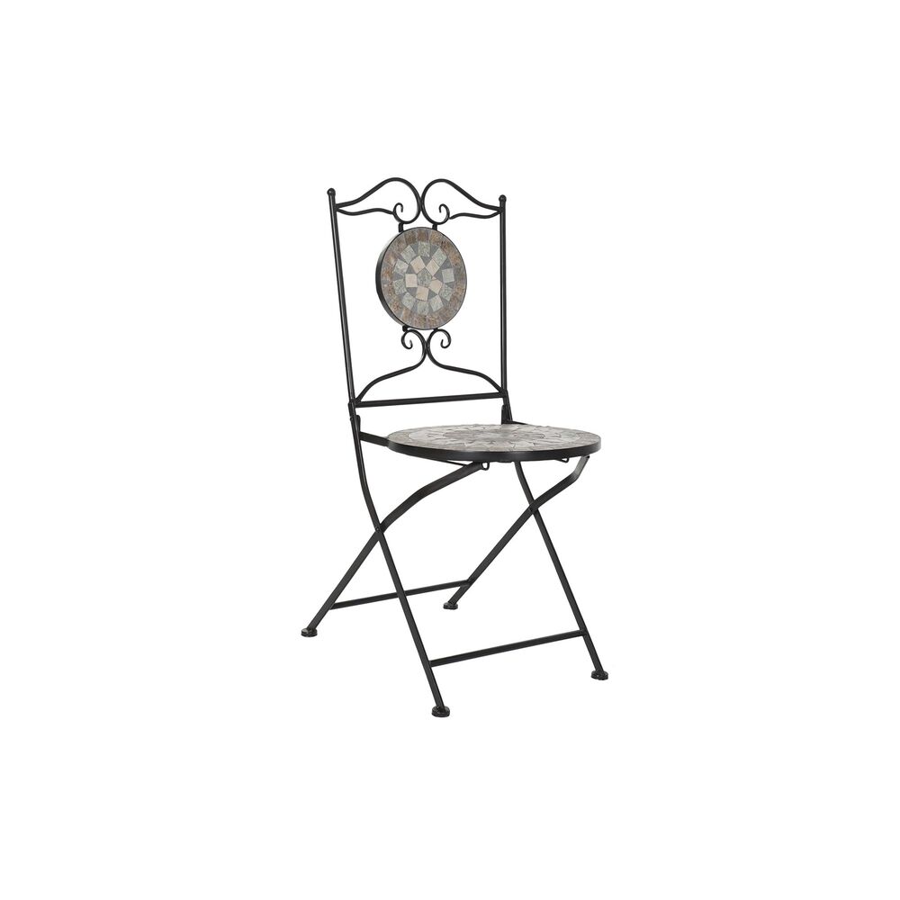 Chaise de jardin DKD Home Decor Céramique Noir Forge (42 x 50 x 90 cm)