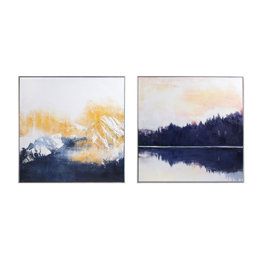 Painting DKD Home Decor polystyrene Canvas Abstract (2 pcs) (80 x 3 x 80 cm)