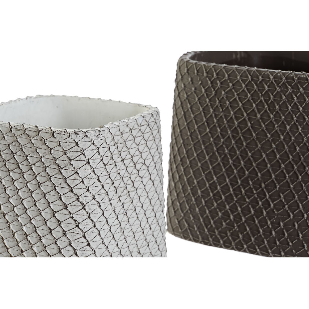 Set of pots DKD Home Decor Brown Cement White (15 x 15 x 13 cm) (2 Units)