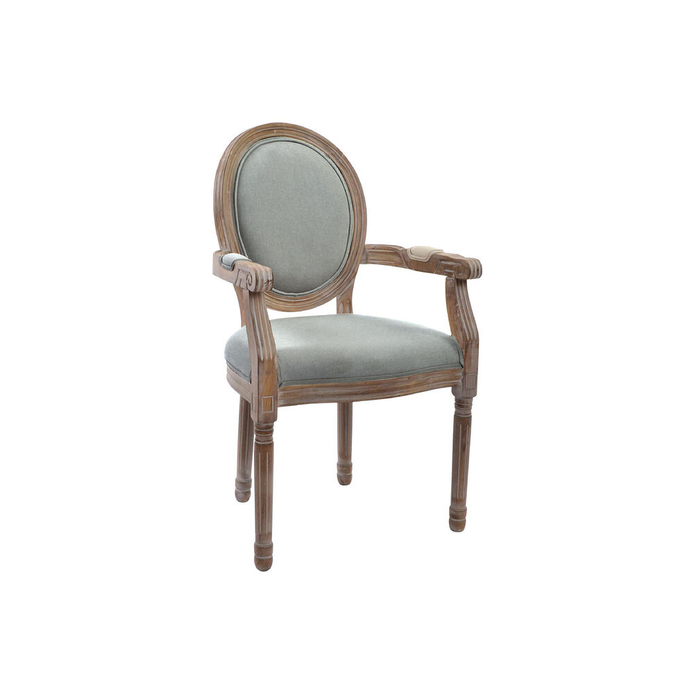 Chair DKD Home Decor Grey Wood Polyester (55 x 46 x 95 cm)