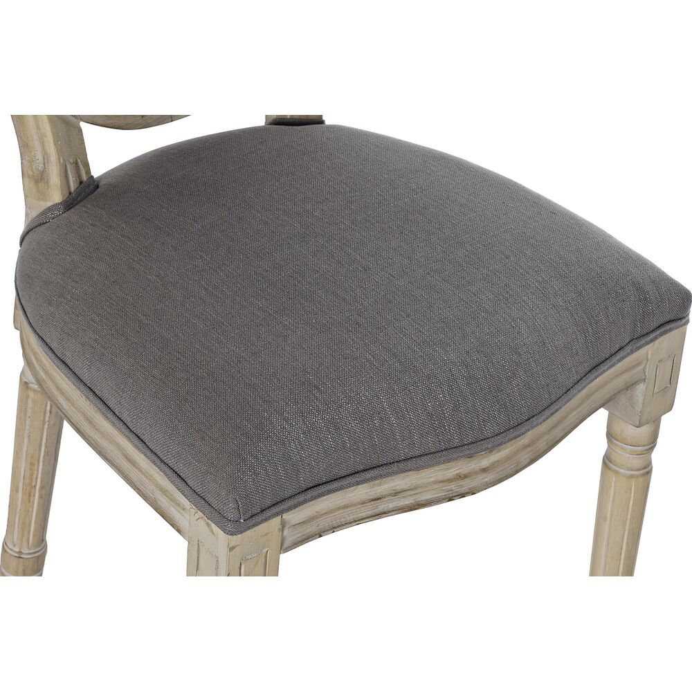 Chair DKD Home Decor Linen Rubber wood Dark grey (48 x 46 x 96 cm)