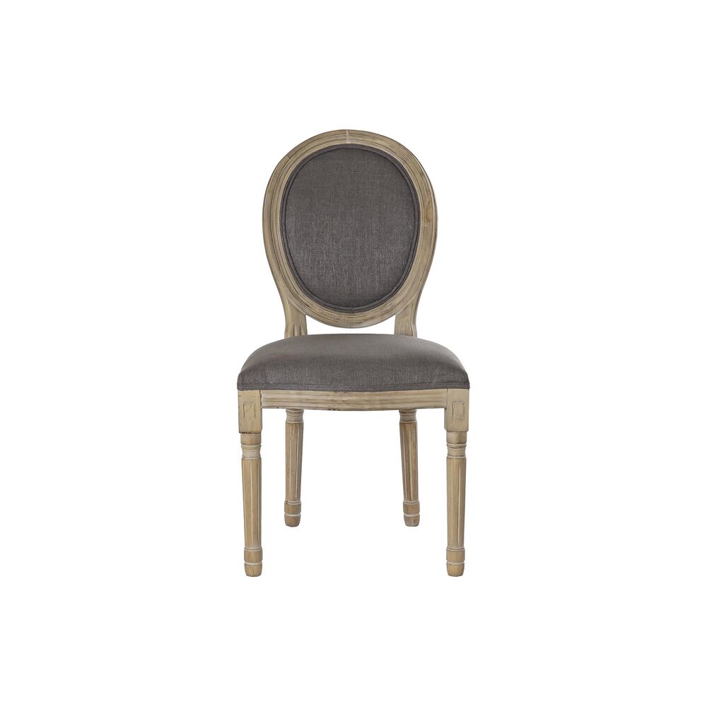 Chair DKD Home Decor Linen Rubber wood Dark grey (48 x 46 x 96 cm)