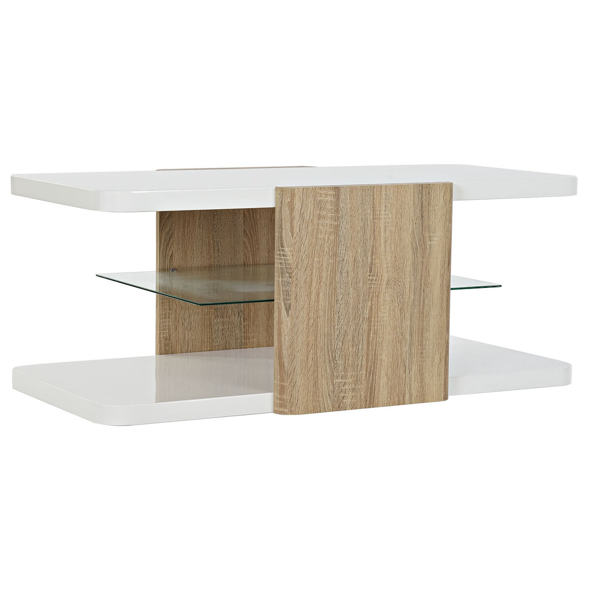 Table d'appoint DKD Home Decor Verre Marron Blanc 110 x 60 x 45 cm Bois MDF
