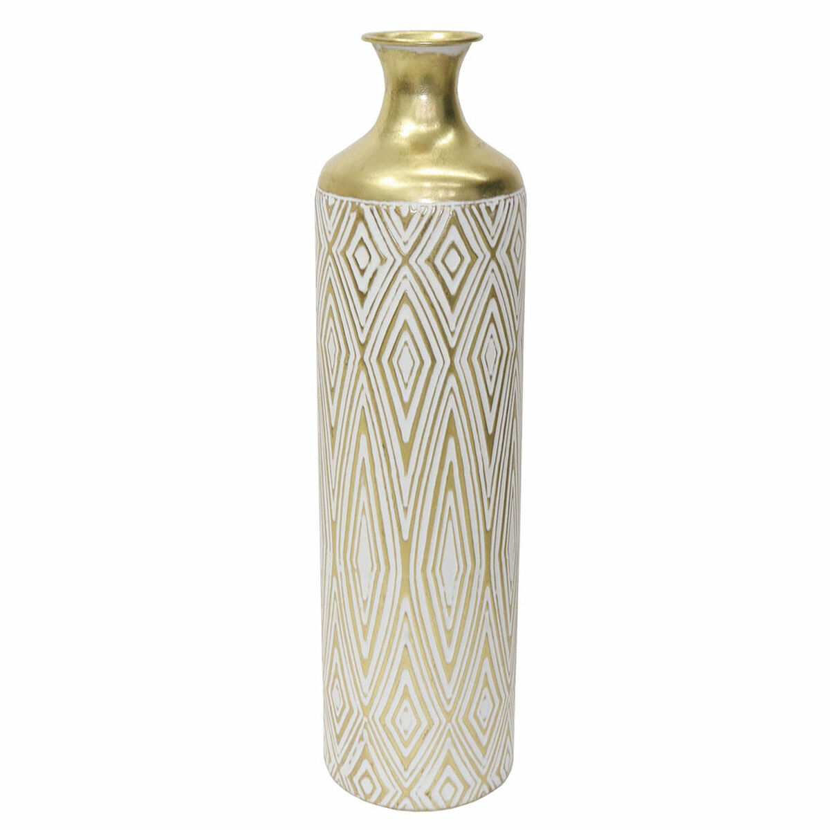 Vase DKD Home Decor Métal Blanc Colonial (15 x 15 x 58 cm)