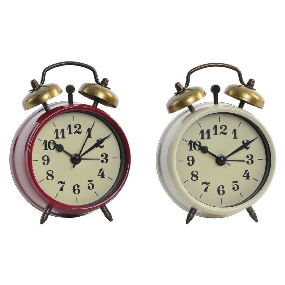 Alarm Clock DKD Home Decor Red Beige Metal (9 x 4 x 11.5 cm) (2 pcs)