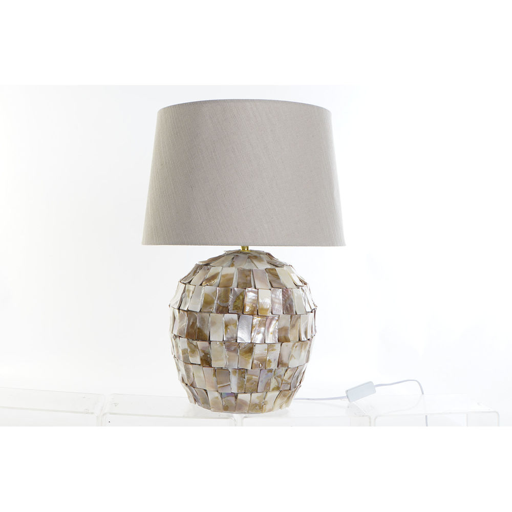 Desk lamp DKD Home Decor Linen Mother of pearl 220 V 40 W Light brown (40 x 40 x 60 cm)