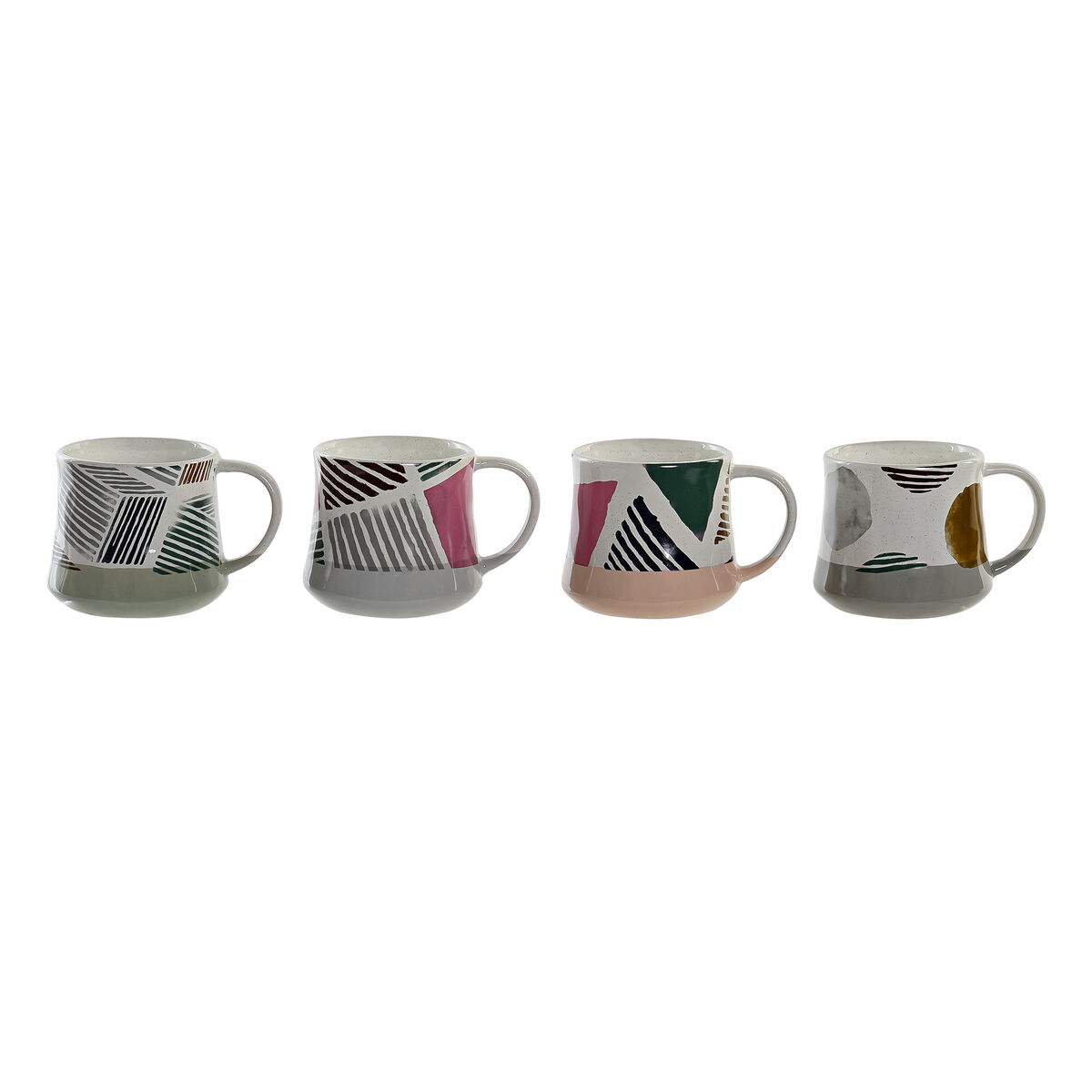 Tasse mug DKD Home Decor Multicouleur Grès Moderne (490 ml) (4 Unités)