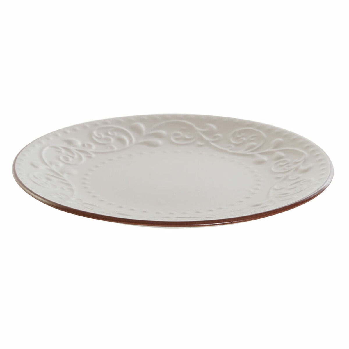 Assiette plate DKD Home Decor Beige Marron Grès (21 x 21 x 2.5 cm)