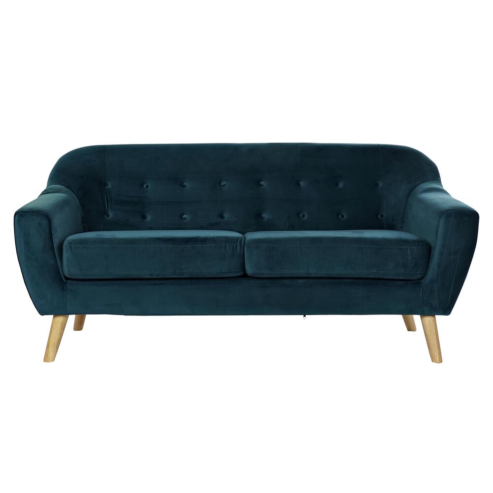 3-Seater Sofa DKD Home Decor Turquoise Polyester Rubber wood (170 x 80 x 81 cm)