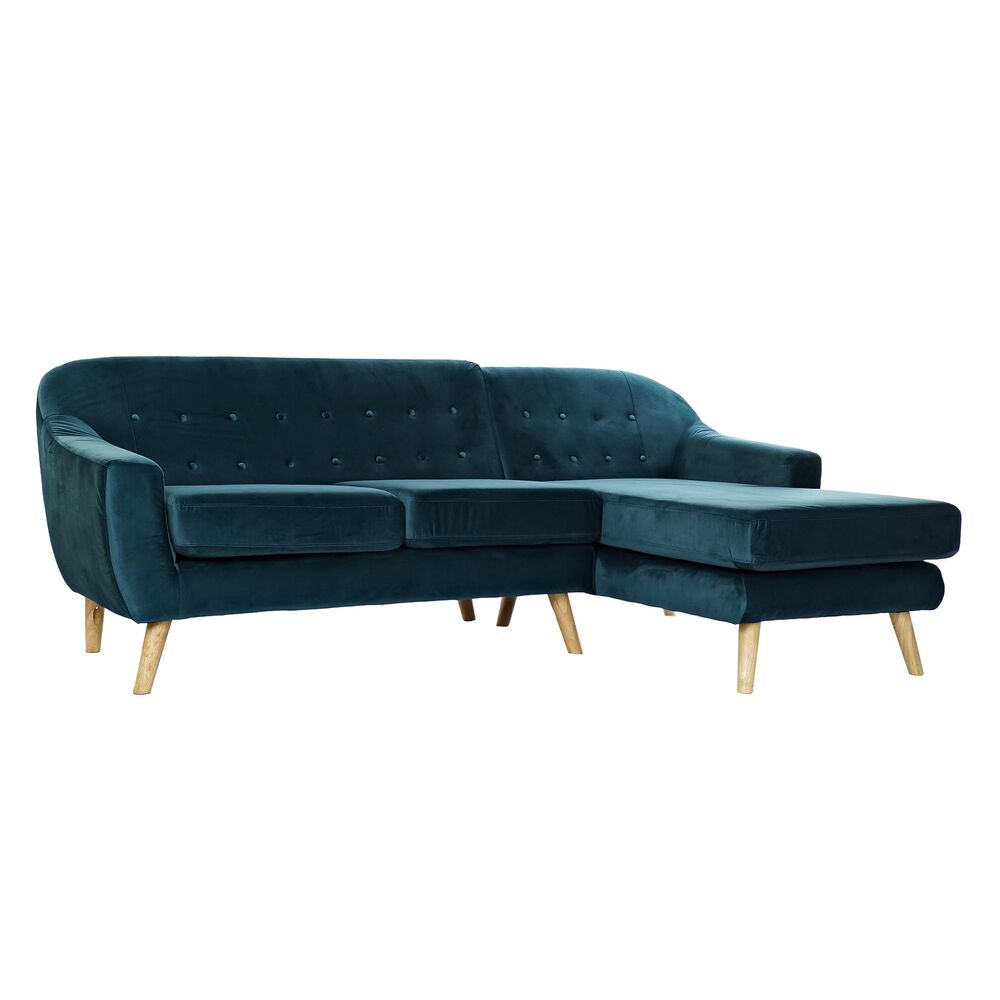 Canapé chaise longue DKD Home Decor Turquoise Polyester Bois d'hévéa (230 x 144 x 84 cm)