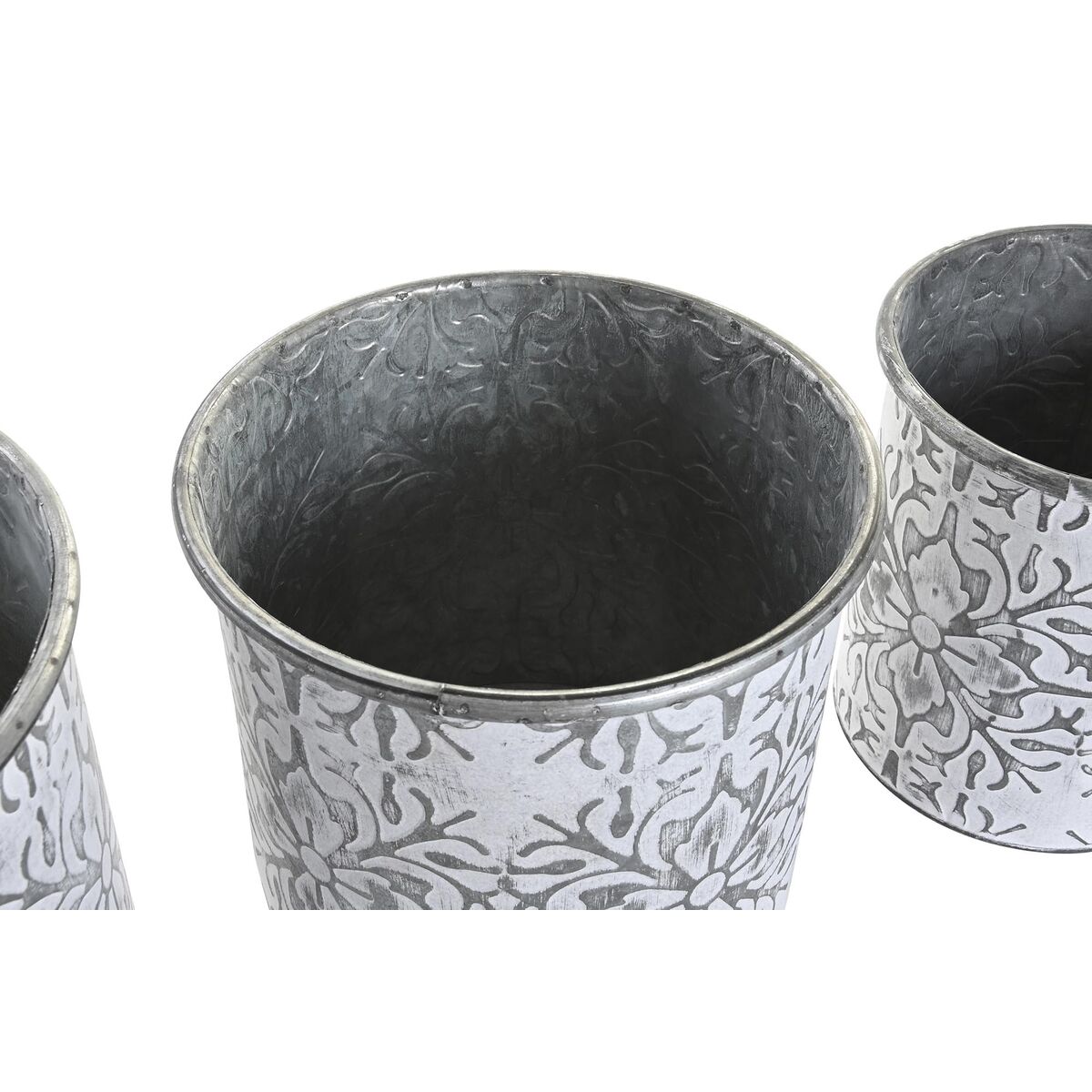 Set de pots DKD Home Decor Mosaïque Gris Métal Blanc Arabe (25 x 25 x 21,5 cm)