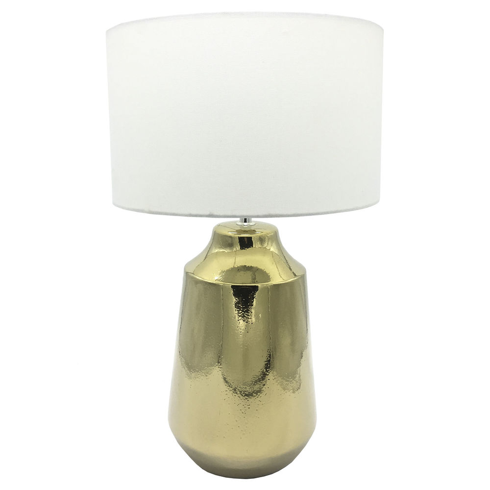 Bordslampa DKD Home Decor Gyllene Polyester Vit Stengods (32 x 32 x 51 cm)