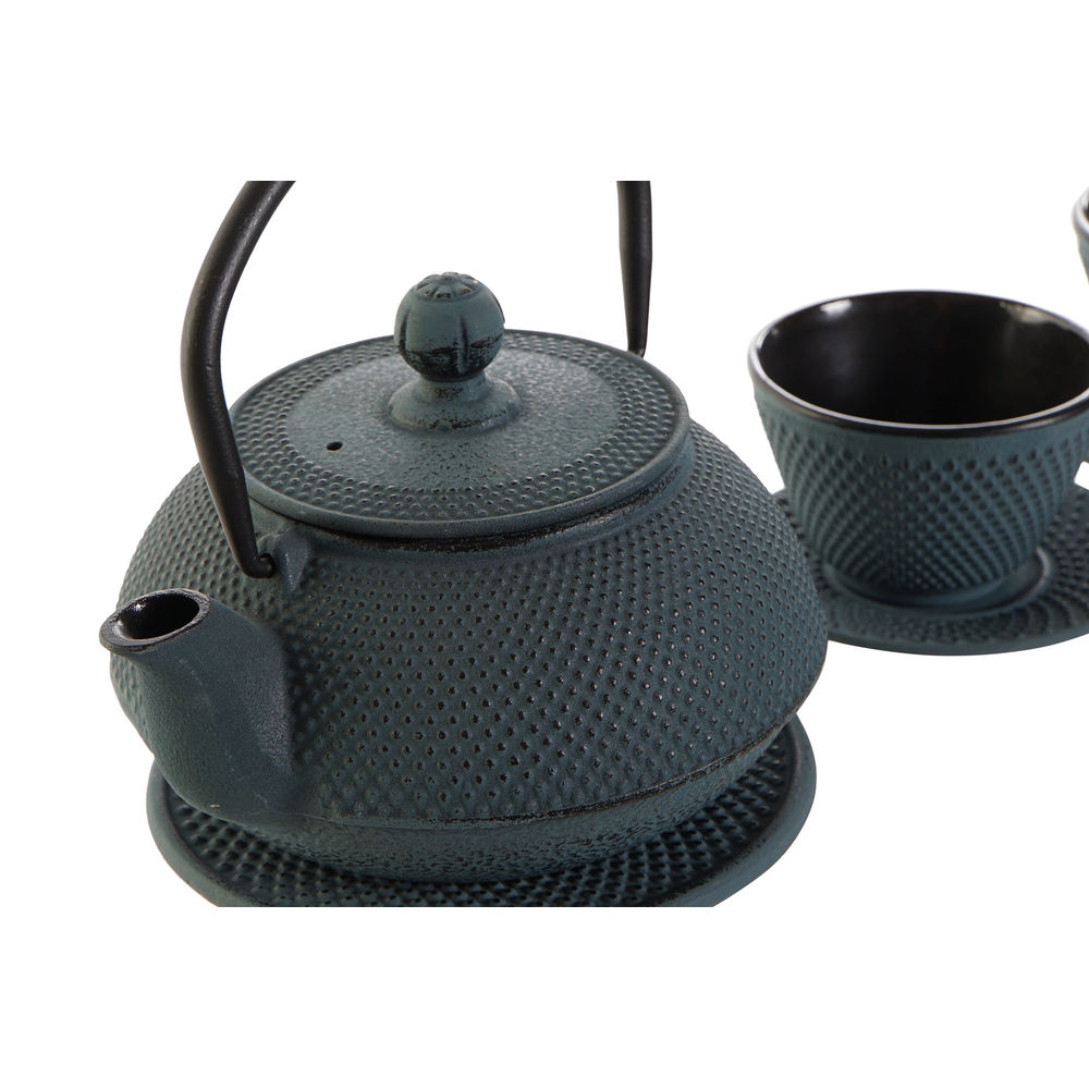 Teapot DKD Home Decor Blue Iron (16 x 14 x 15 cm) (13 x 13 x 1,5 cm) (9,5 x 9,5 x 1 cm) (8 x 8 x 5 cm) (6 pcs) (600 ml)