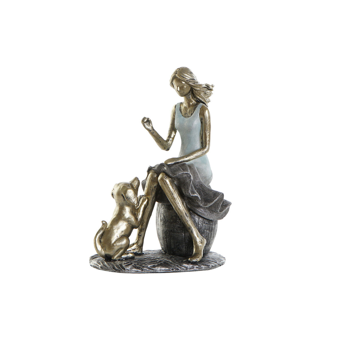 Figurine Décorative DKD Home Decor 13 x 8,5 x 17,5 cm Femme Bleu Doré