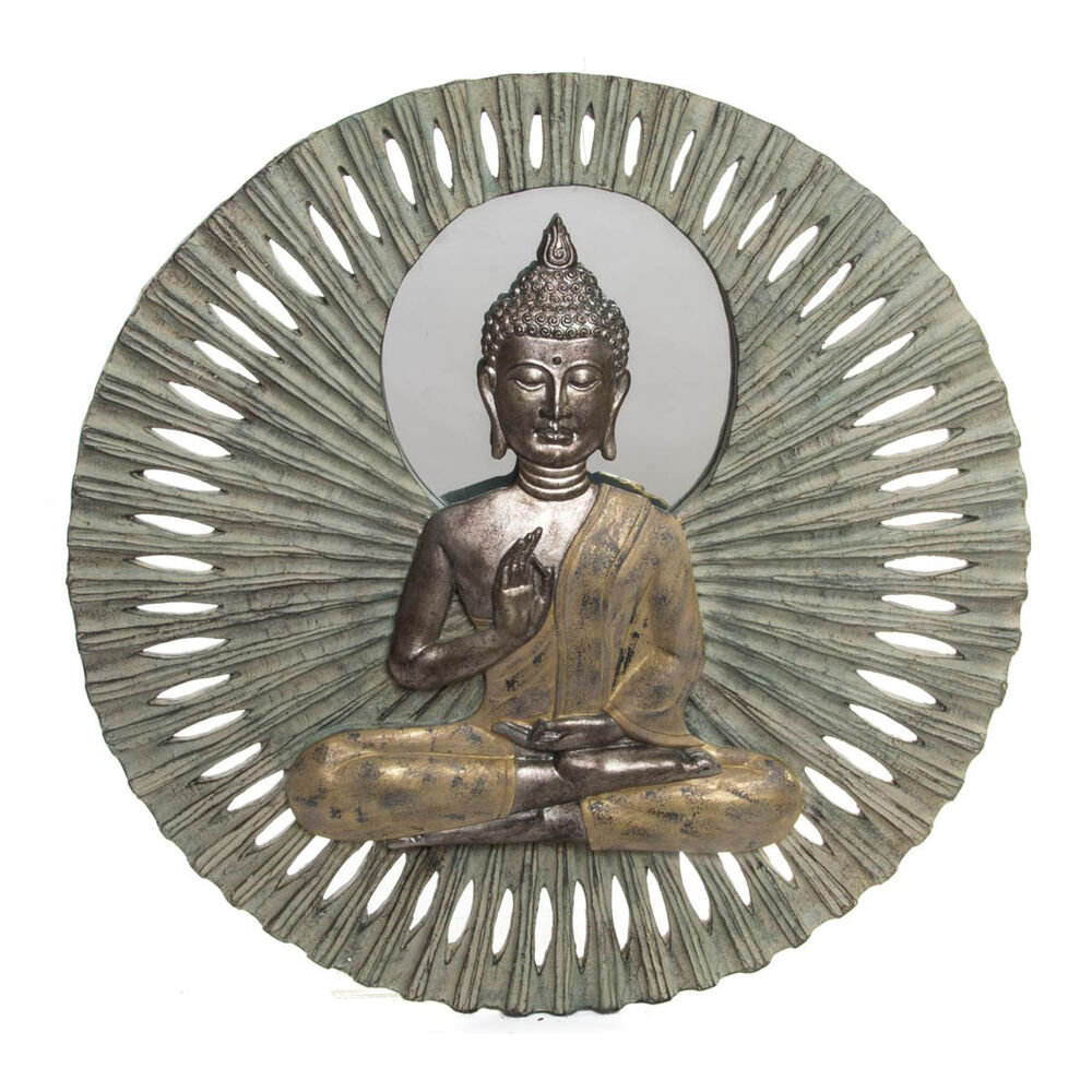 Wall Decoration DKD Home Decor Mirror Beige Buddha Resin Light Copper (59 x 5 x 59 cm)