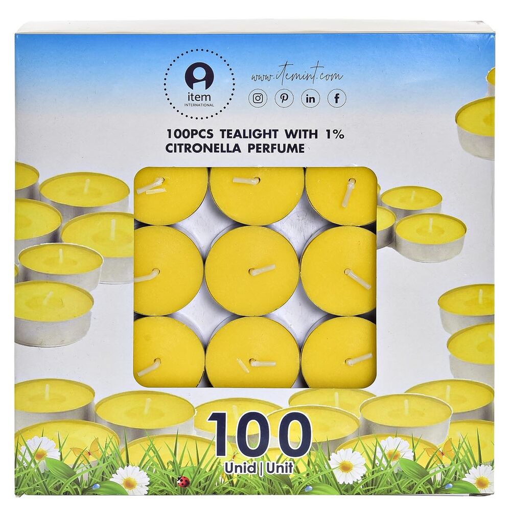 Set de Velas DKD Home Decor Citronela 100 Unidades Plateado Metal Amarillo Cera (3,5 x 3,5 x 1 cm)  